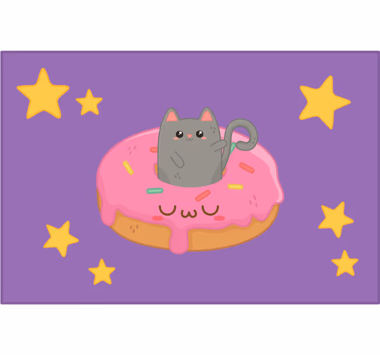 Tenda a rullo cameretta gatto e ciambella - TenStickers