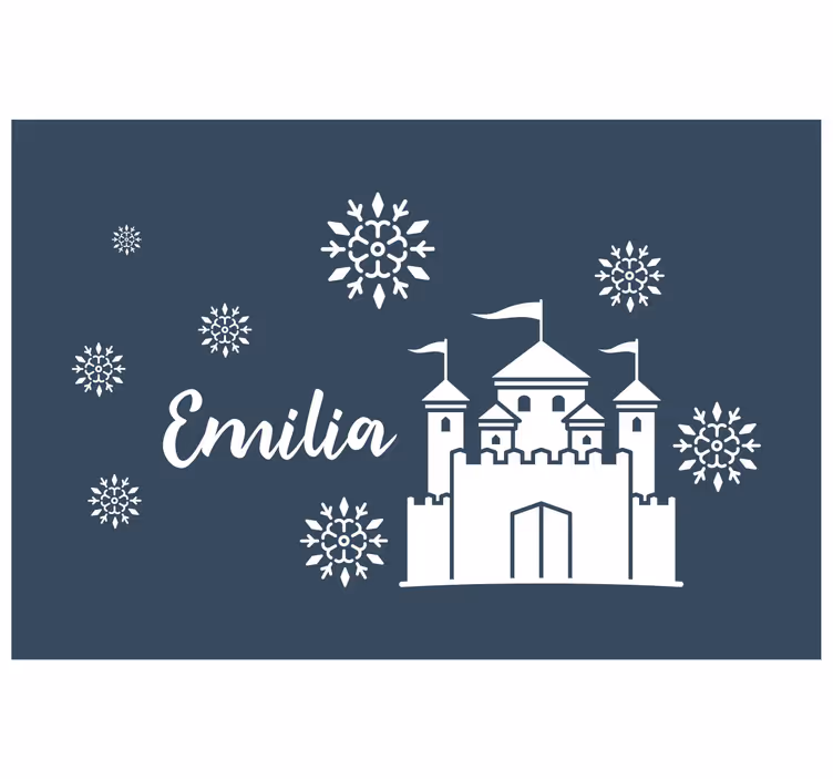 Tenda a rullo cameretta castello monocolore con neve e nome - TenStickers