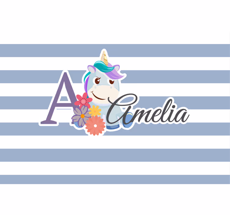Tenda a rullo cameretta con unicorno e nome - TenStickers