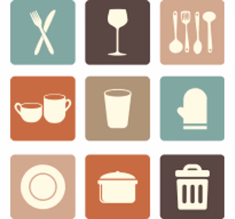 Tenda a rullo cucina icone cassetti cucina - TenStickers
