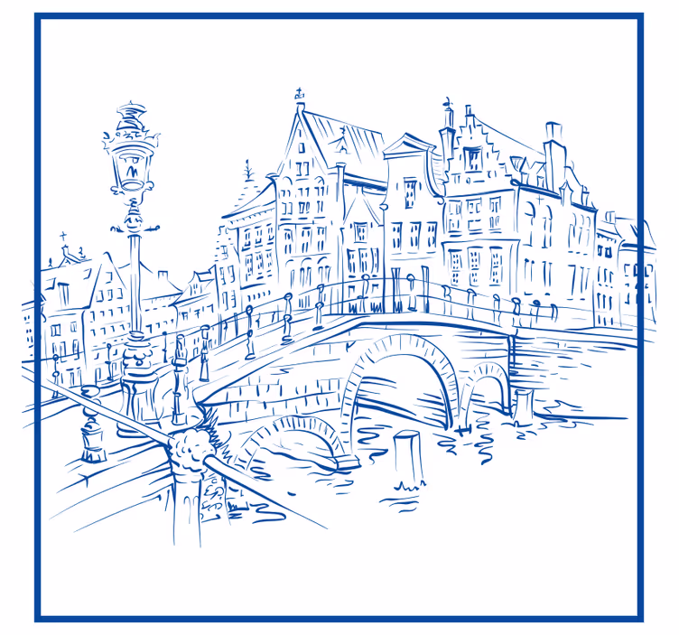 Tenda a rullo cucina case canaletto blu delft - TenStickers