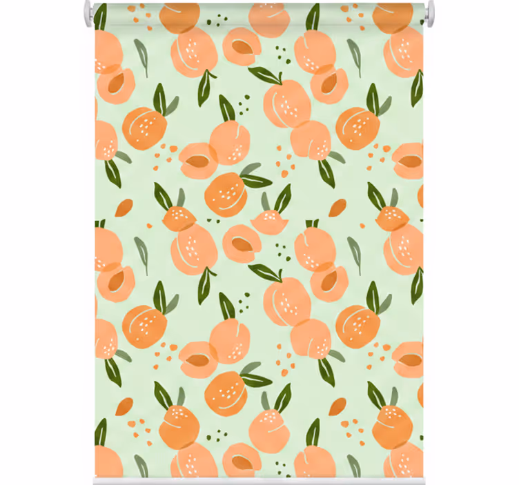 Tenda a rullo cucina pesche su sfondo verde - TenStickers