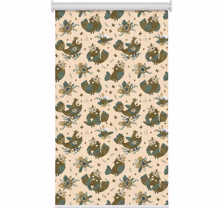 Tenda a rullo cucina motivo orientale uccelli e fiori - TenStickers