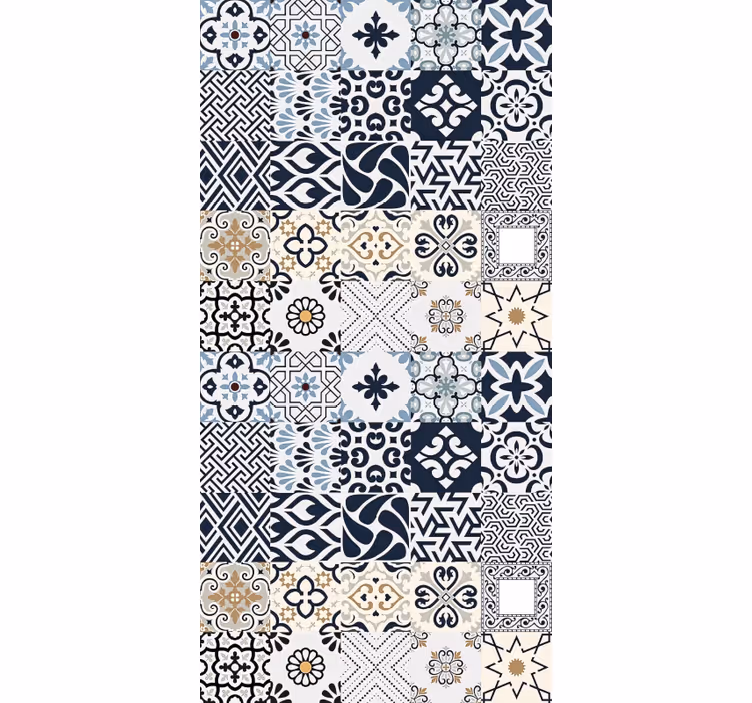 Tenda a rullo cucina piastrelle blu - TenStickers