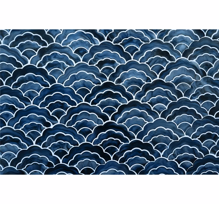 Tenda a rullo blu motivo onde giapponesi - TenStickers