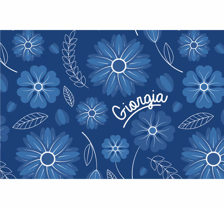 Tenda a rullo blu design elegante fiore blu - TenStickers