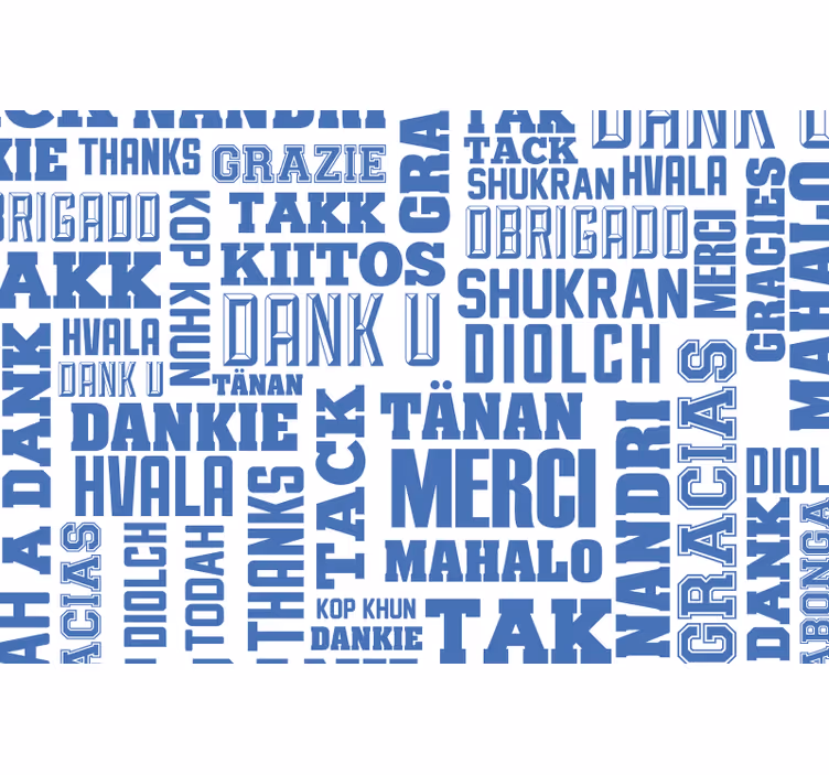 Tenda a rullo blu grazie in molte lingue - TenStickers