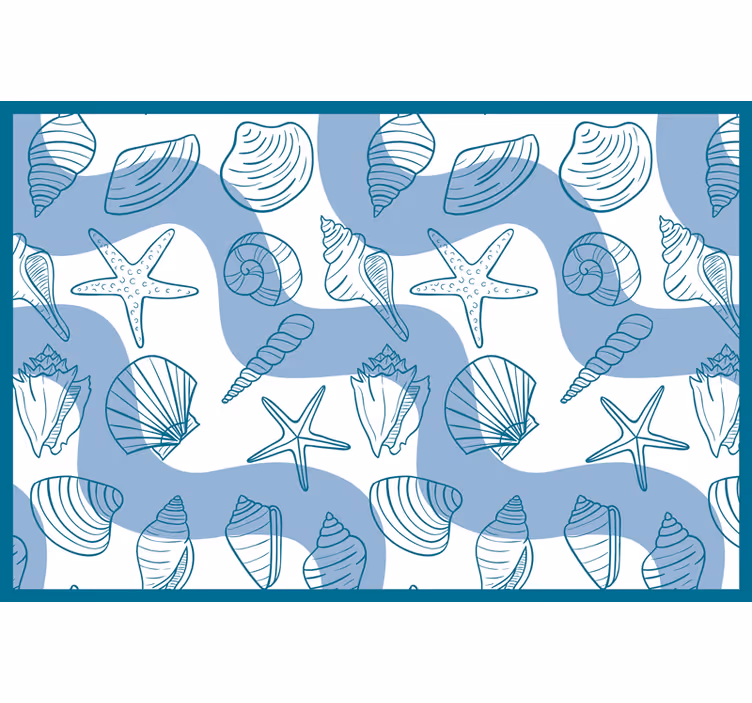 Tenda a rullo blu con motivo conchiglie - TenStickers