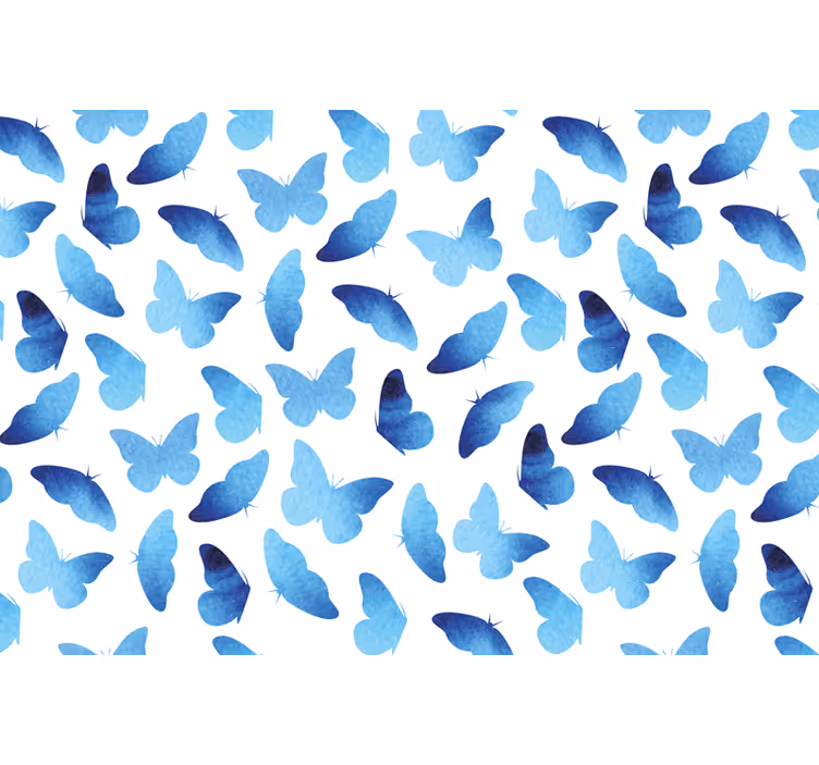Tenda a rullo blu farfalle dipinte - TenStickers