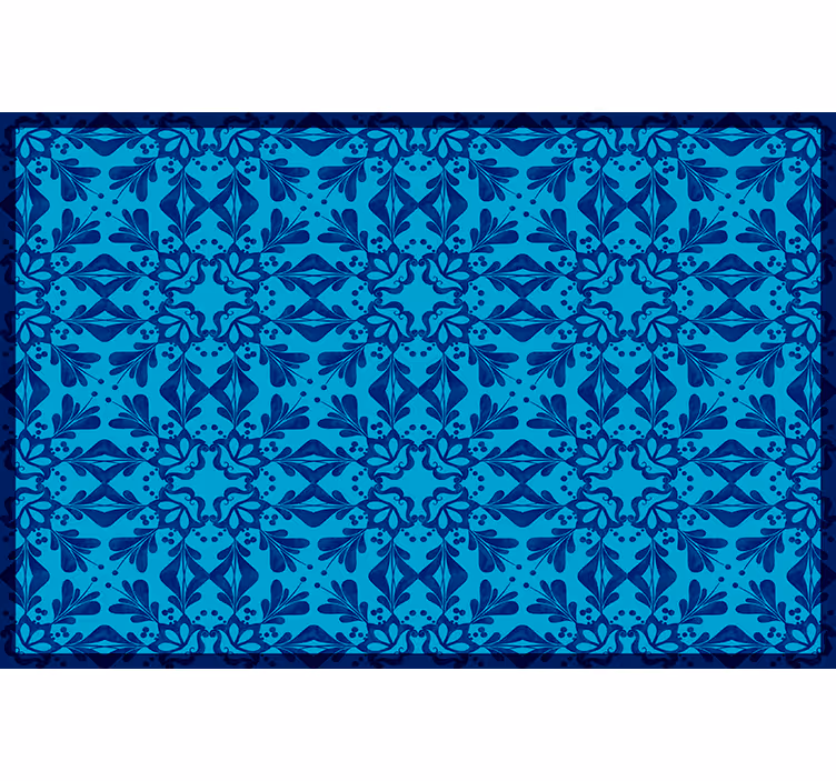 Tenda a rullo blu sottopiatto mosaico fiori bordo - TenStickers