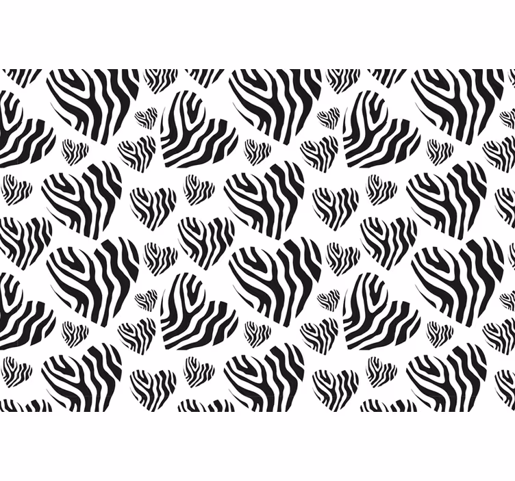 Tenda a rullo nera cuore stampa zebra - TenStickers