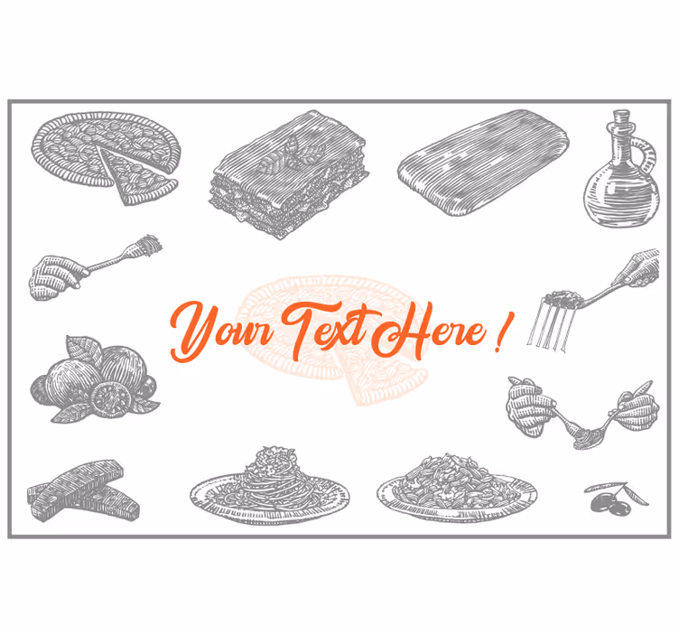 Tenda a rullo grigia icone cibo italiano con testo - TenStickers