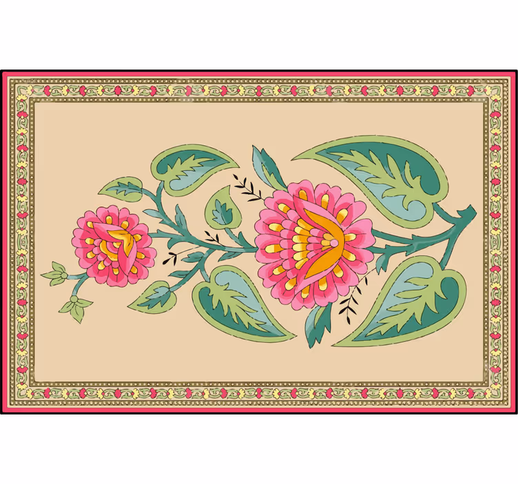 Tenda a rullo beige fiore mughal indiano - TenStickers