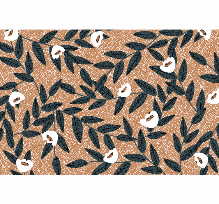 Tenda a rullo beige fiori e foglie - TenStickers