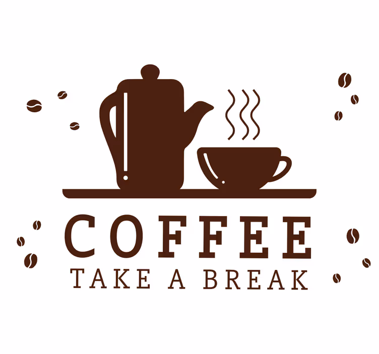 Tenda a rullo nera concetto di caffè su sfondo bianco - TenStickers