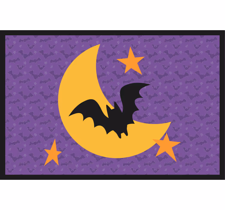 Tenda a rullo porpora sottopiatto luna stelle e pipistrello - TenStickers