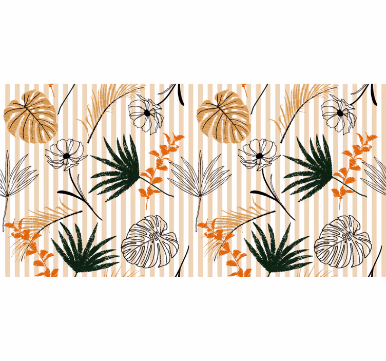 Tenda a rullo per ufficio fiori neri bianchi e beige - TenStickers