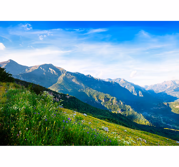 Tenda a rullo camera da letto paesaggio montano - TenStickers
