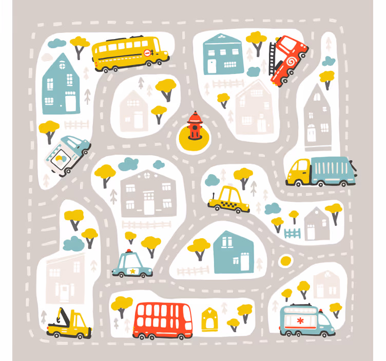 Tenda a rullo cameretta stile nordico città - TenStickers