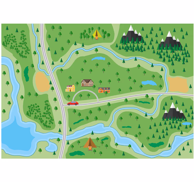 Tenda a rullo cameretta mappa stradale di montagna - TenStickers