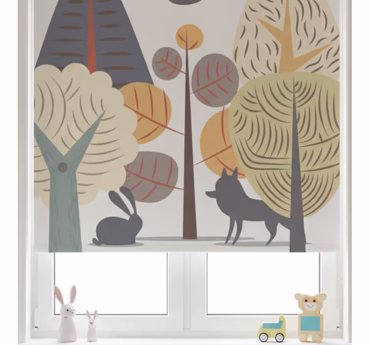 Tenda a rullo cameretta foresta felice pastello - TenStickers