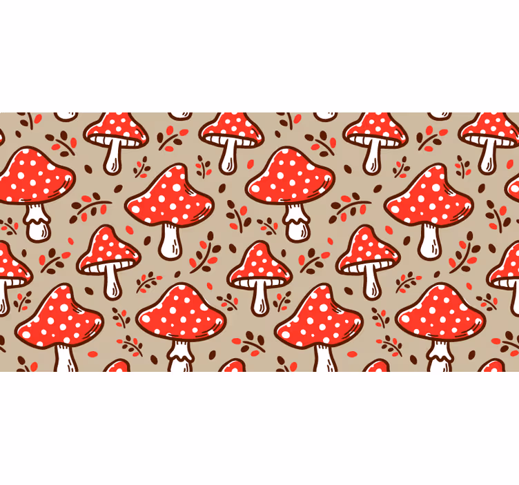 Tenda a rullo beige funghi tipici su sfondo beige - TenStickers