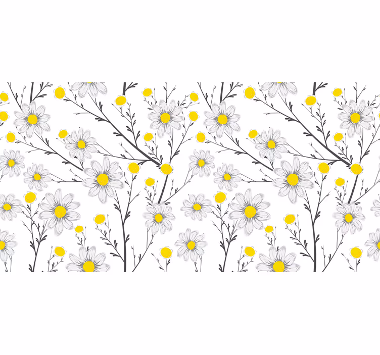 Tenda a rullo bianca fiore di margherita classico - TenStickers