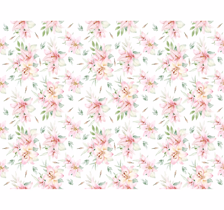 Tenda a rullo bianca design floreale gigli rosa acquerello - TenStickers