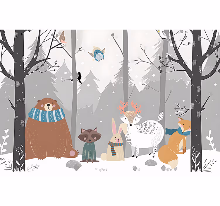 Tenda a rullo neonati animali della foresta cartone - TenStickers