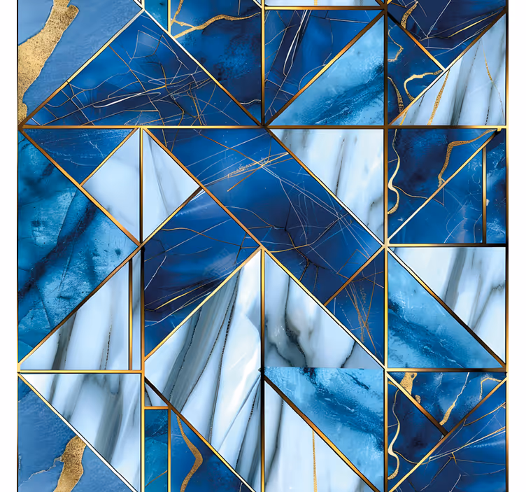 Tende a rullo motivi marmo blu geometrico e oro - TenStickers
