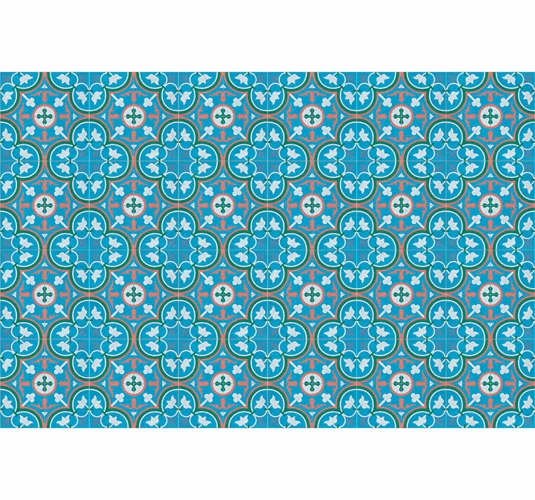 Tenda a rullo vintage piastrelle idrauliche blu - TenStickers
