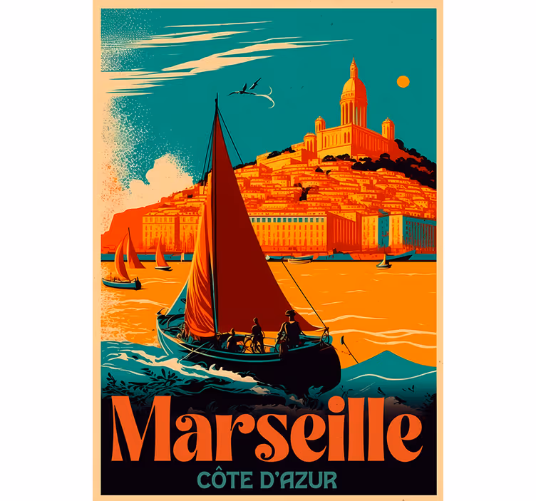 Tenda a rullo vintage marsiglia costa azzurra - TenStickers