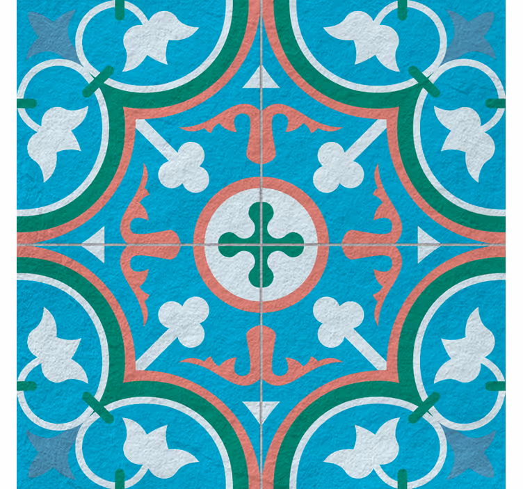 Tende a rullo più vintage piastrelle idrauliche blu - TenStickers
