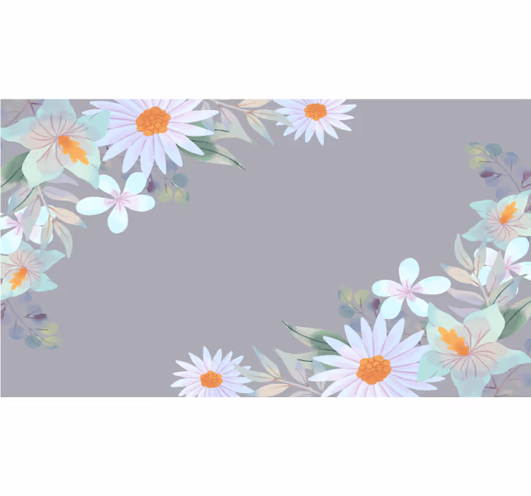 Tenda a rullo grigia fiori acquerello grigi e blu - TenStickers