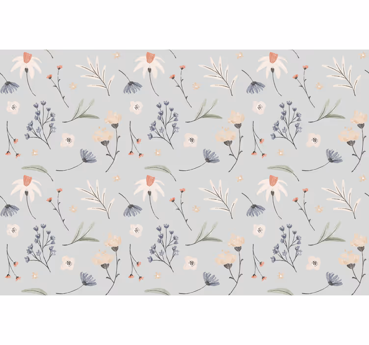 Tenda a rullo grigia motivo floreale hamptons - TenStickers