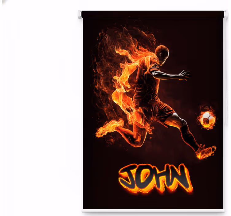 Tenda a rullo camera ragazzi calciatore in fiamme - TenStickers