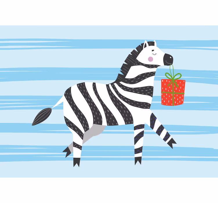 Tenda a rullo divertente buon compleanno zebra - TenStickers