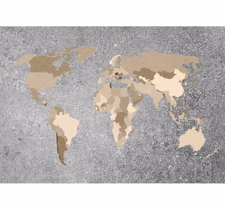 Tenda a rullo mappamondo mappa del mondo grigia - TenStickers