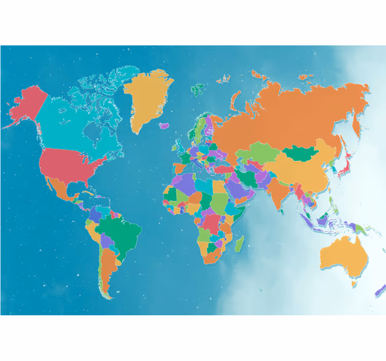 Tenda a rullo mappamondo mappa politica colorata - TenStickers