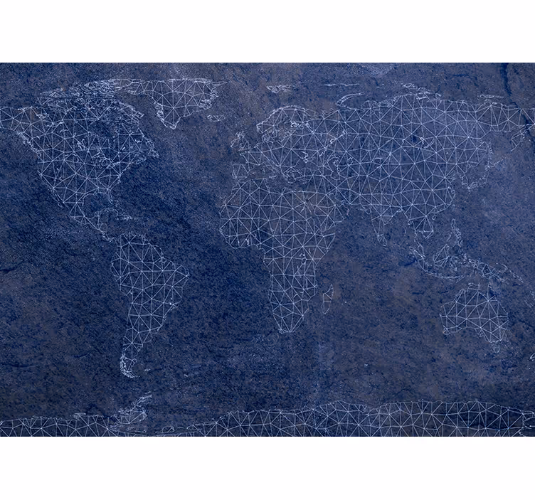 Tenda a rullo mappamondo mappamondo blu connesso - TenStickers