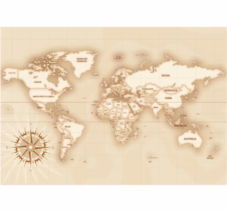 Tenda a rullo mappamondo mappa del mondo vintage - TenStickers