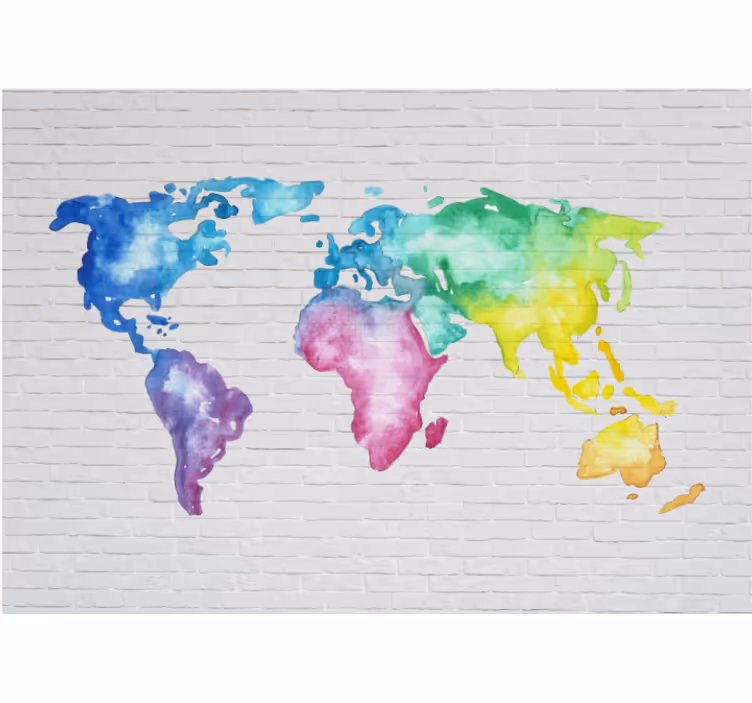 Tenda a rullo mappamondo mappa del mondo colorata - TenStickers