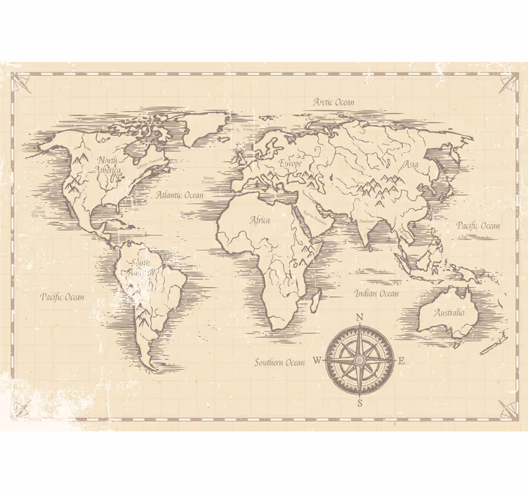 Tenda a rullo mappamondo mappamondo vintage - TenStickers
