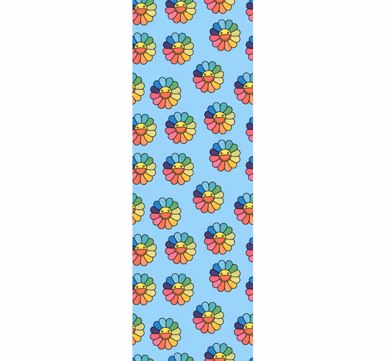 Tenda a rullo camera ragazzi fiori colorati e faccine - TenStickers