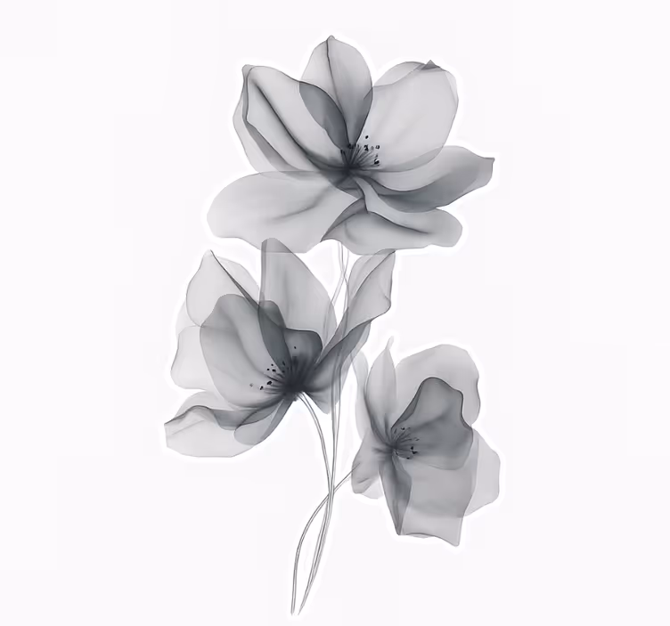 Tenda a rullo fiori grigi traslucidi - TenStickers
