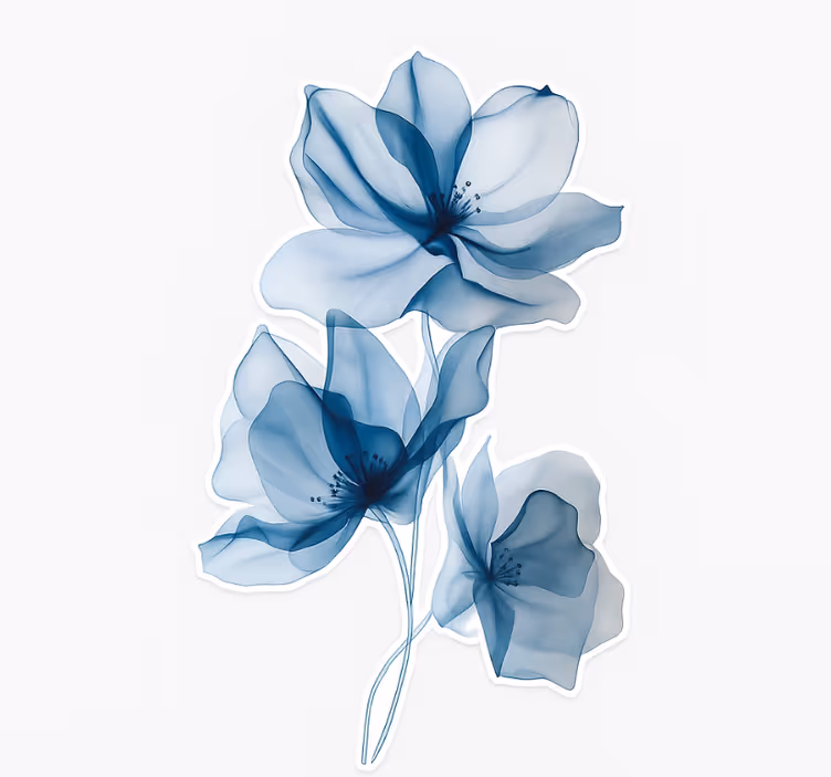 Tenda a rullo fiori blu traslucidi - TenStickers