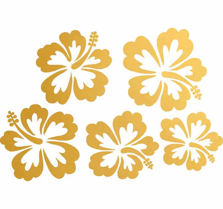Tenda a rullo fiori silhouette di fiori di ibisco oro - TenStickers