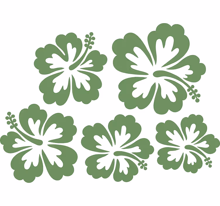 Tenda a rullo fiori silhouette di ibisco verde salvia - TenStickers