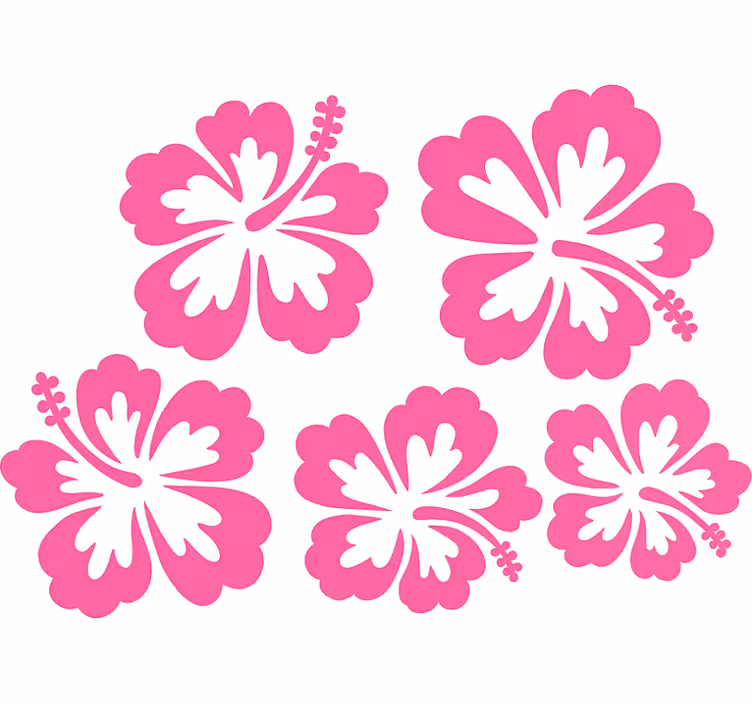 Tenda a rullo fiori silhouette di fiori di ibisco rosa - TenStickers