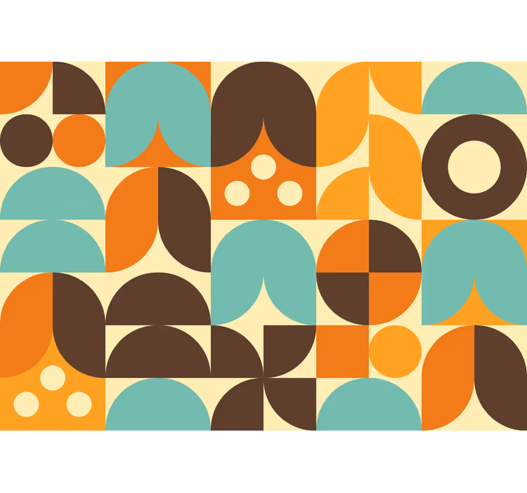 Tenda a rullo rustica forme astratte geometriche anni '70 - TenStickers